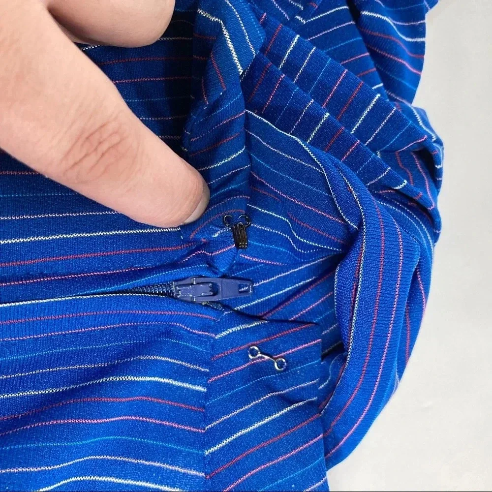 Periwinkle Brand Vintage 70's Womens Dress Size Small NO TAGS Blue Stripe, Belt